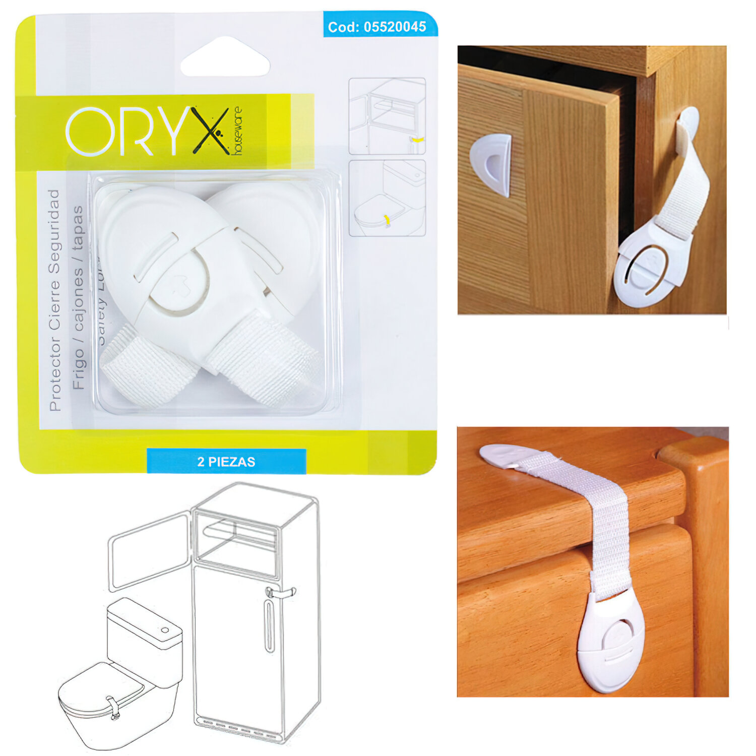 Protector Cierre Seguridad Frigor�fico / Cajon (Bister 2 Piezas)