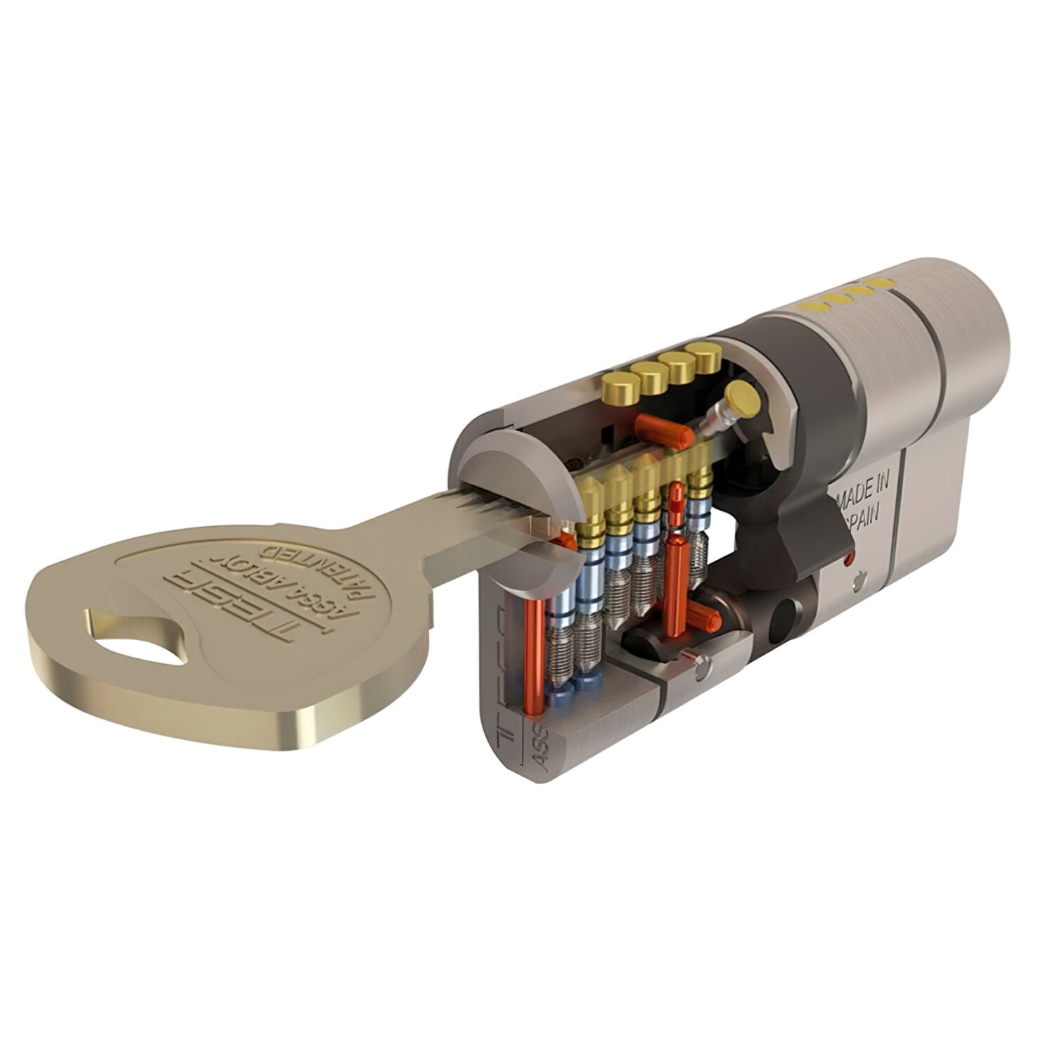 Cilindro Tesa Seguridad T70  35x35 Niquelado Leva Larga