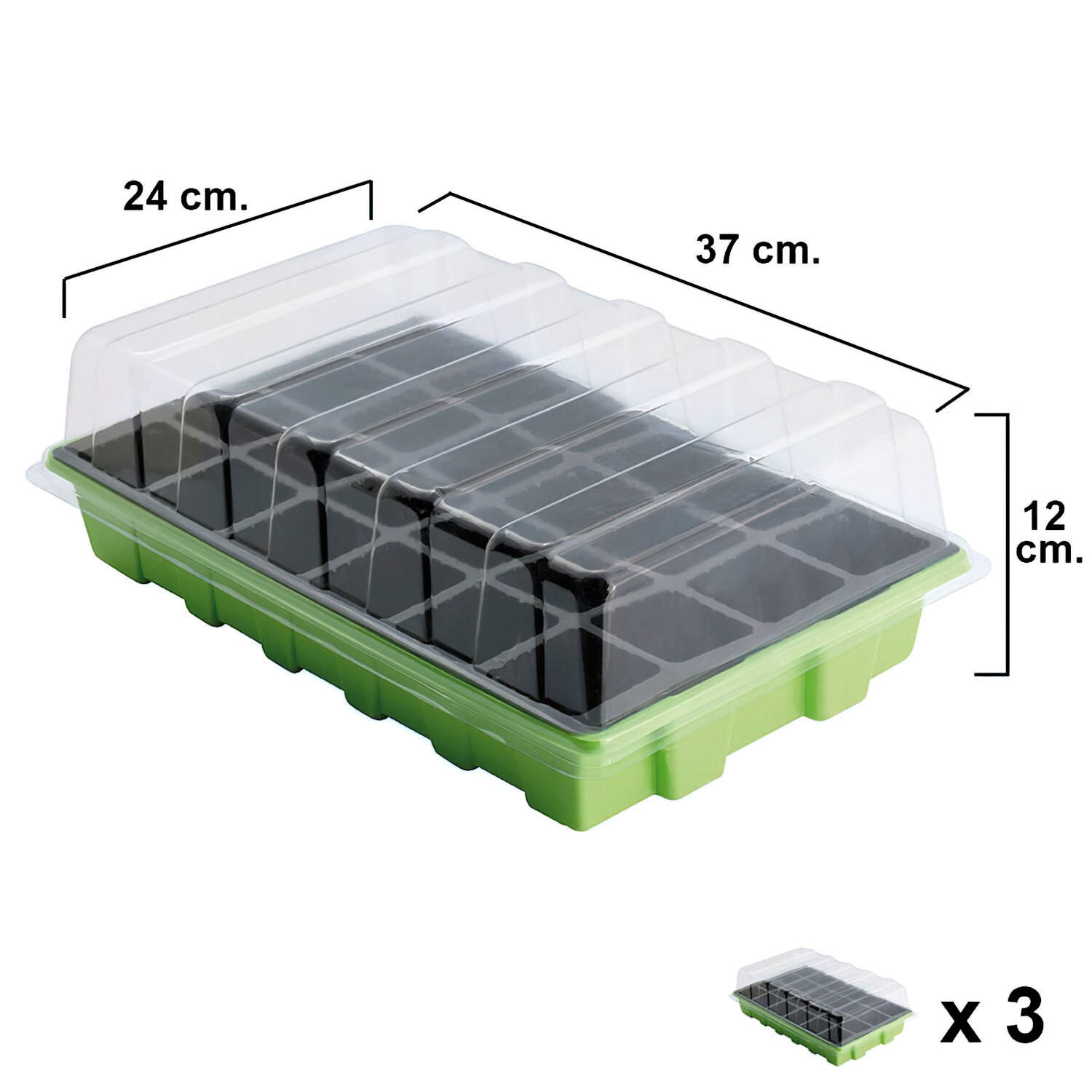 Semillero Germinaci�n Invernadero 24 Compartimentos Con Bandeja Anti Goteo Sets De 3 Piezas