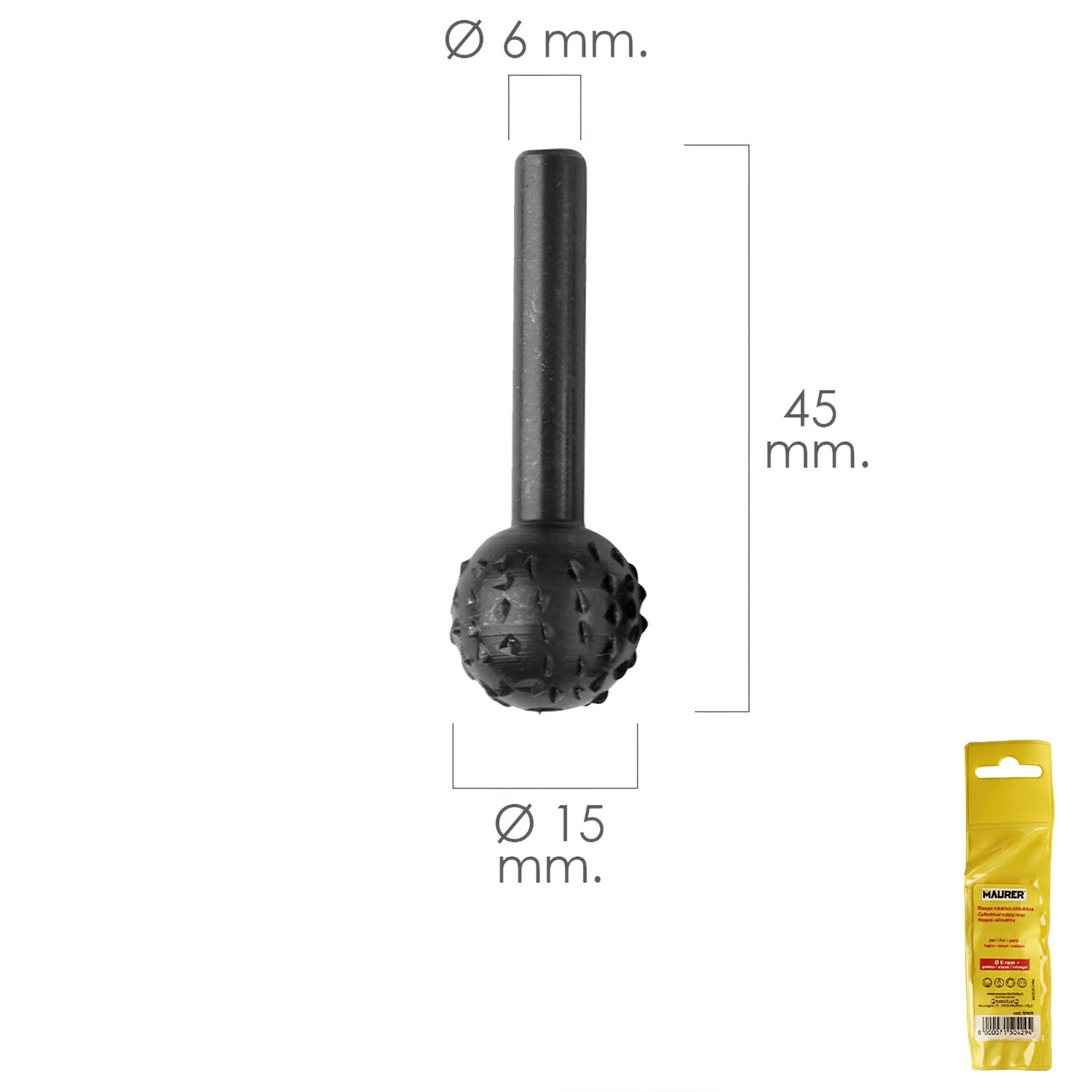 Fresa Rotativa Para Madera Esferica � 15 mm. Para Taladro / Fresadora