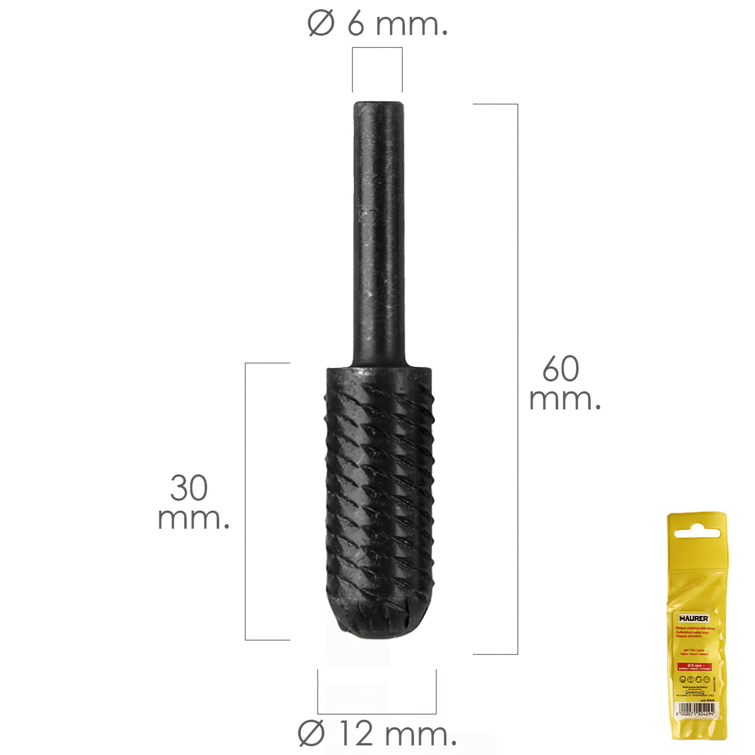 Fresa Rotativa Para Metal Cilindrica Curva � 12 mm. Para Taladro / Fresadora
