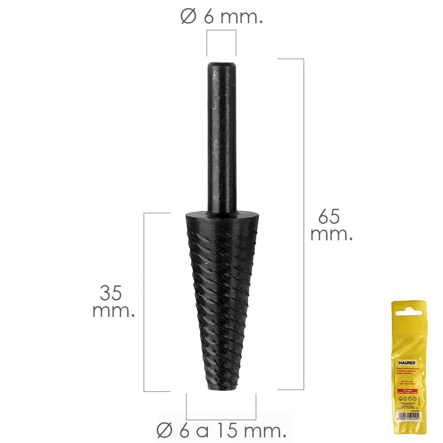 Fresa Rotativa Para Metal Conica � 6 a 15 mm. Para Taladro / Fresadora