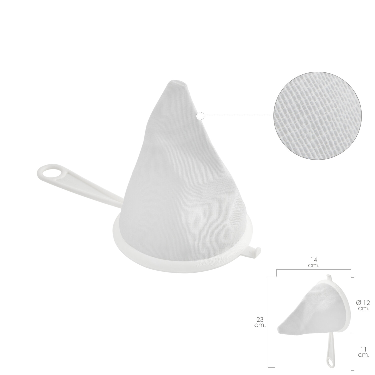 Colador Tela Franela Armaz�n de Plastico � 12 cm.