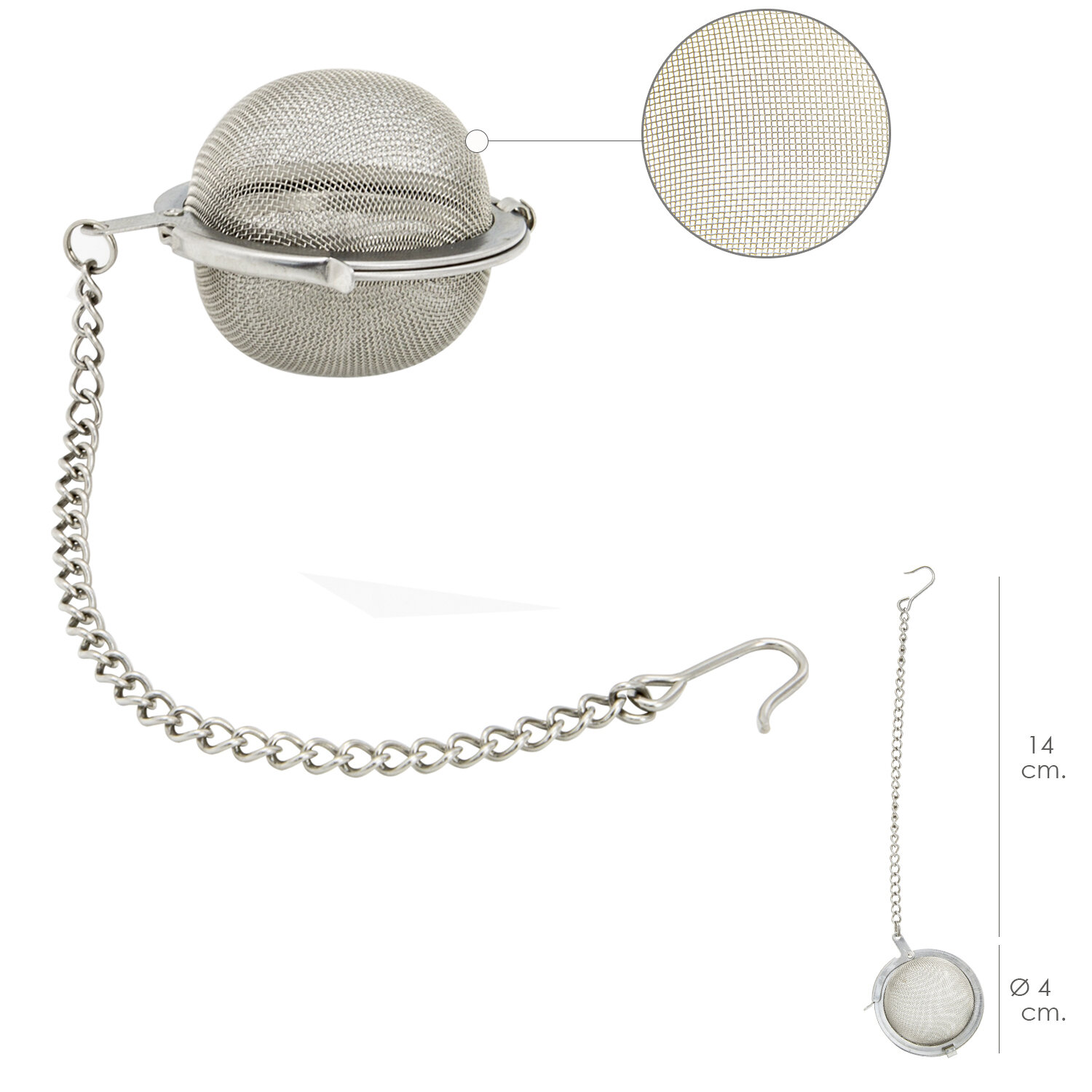 Bola De Te Acero Inoxidable Filtro De Malla � 4 cm. Con Cadena