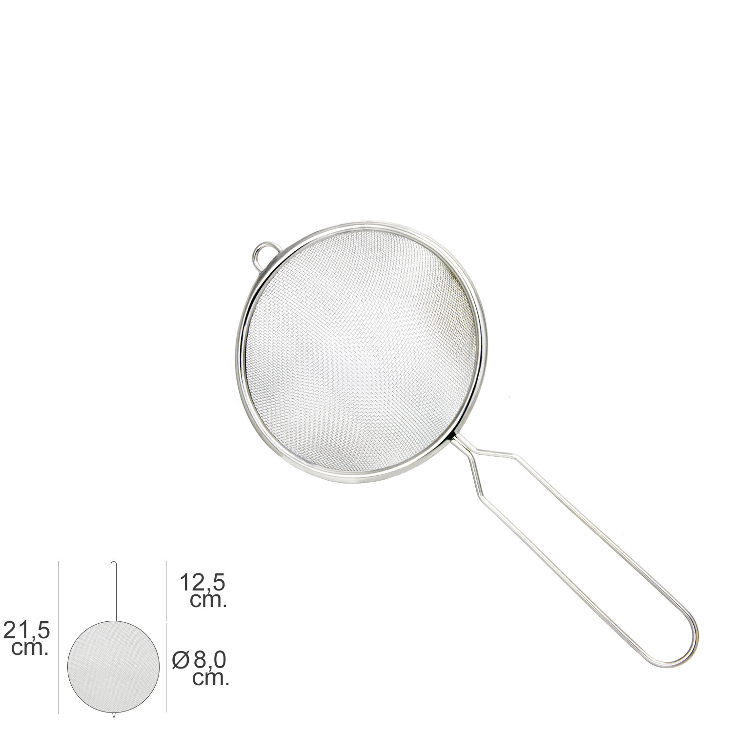 Colador Acero Inoxidable Basic � 8 x 21,5 (Alt.) cm.