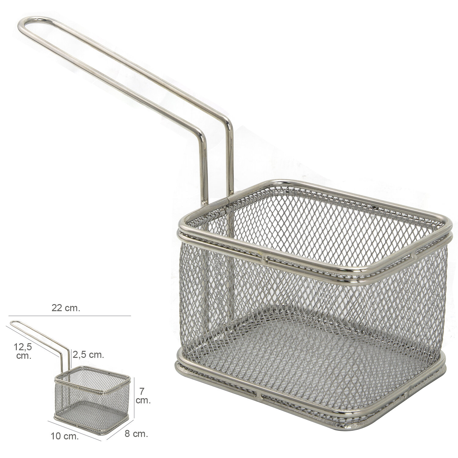 Cesta Freir Mini 10 x 8 x 7 (Alt) cm. Acero Inoxidable Con Mango