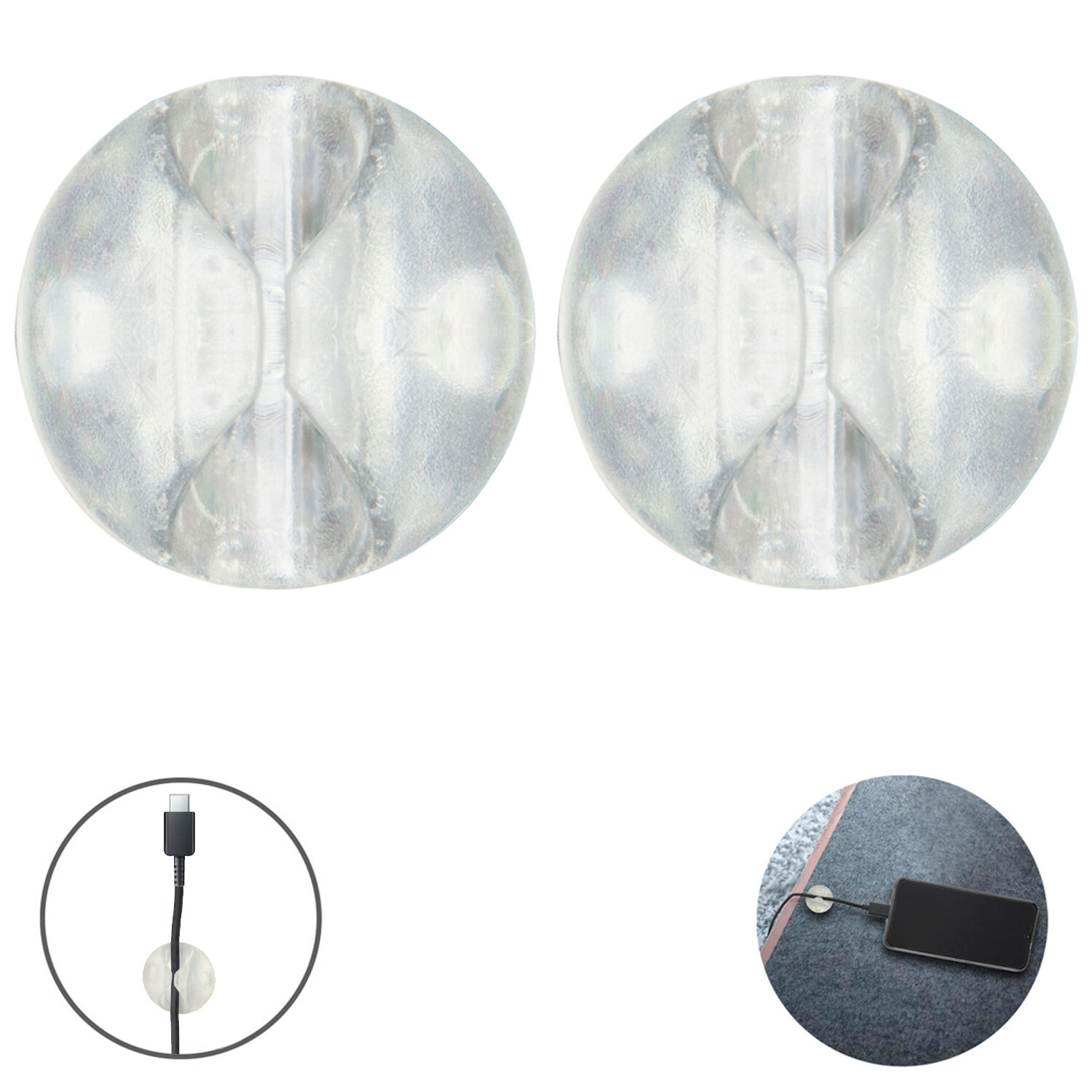 Sujetacables Transparente Con Adhesivo � 2,9 x 1,5 cm.  (Blister 2 piezas)