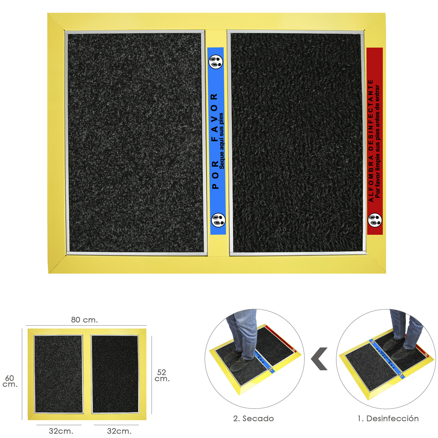 Alfombra Desinfectante Con Secado 80x60 cm. Uso Profesional / Domestico