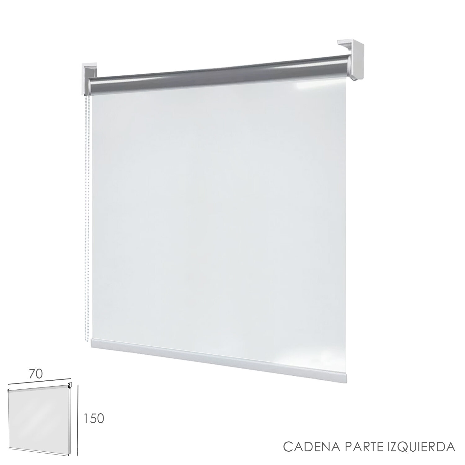 Mampara Enrollable Pvc Transparente, 70 x 150 cm. Cadena Lado Izquierdo