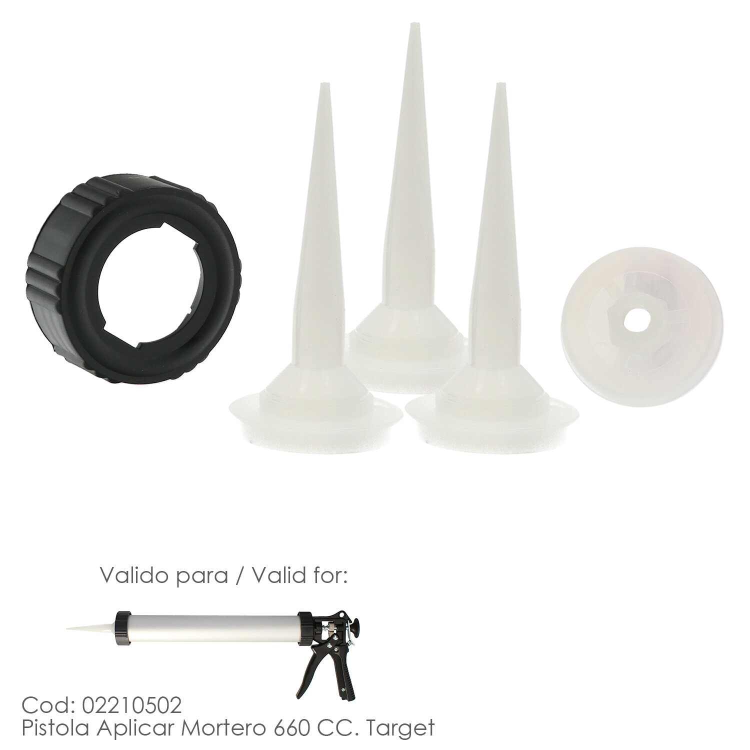 Juego Accesorios Pistola Aluminio / Acero Aplicar Mortero 660 CC. Target 02210502