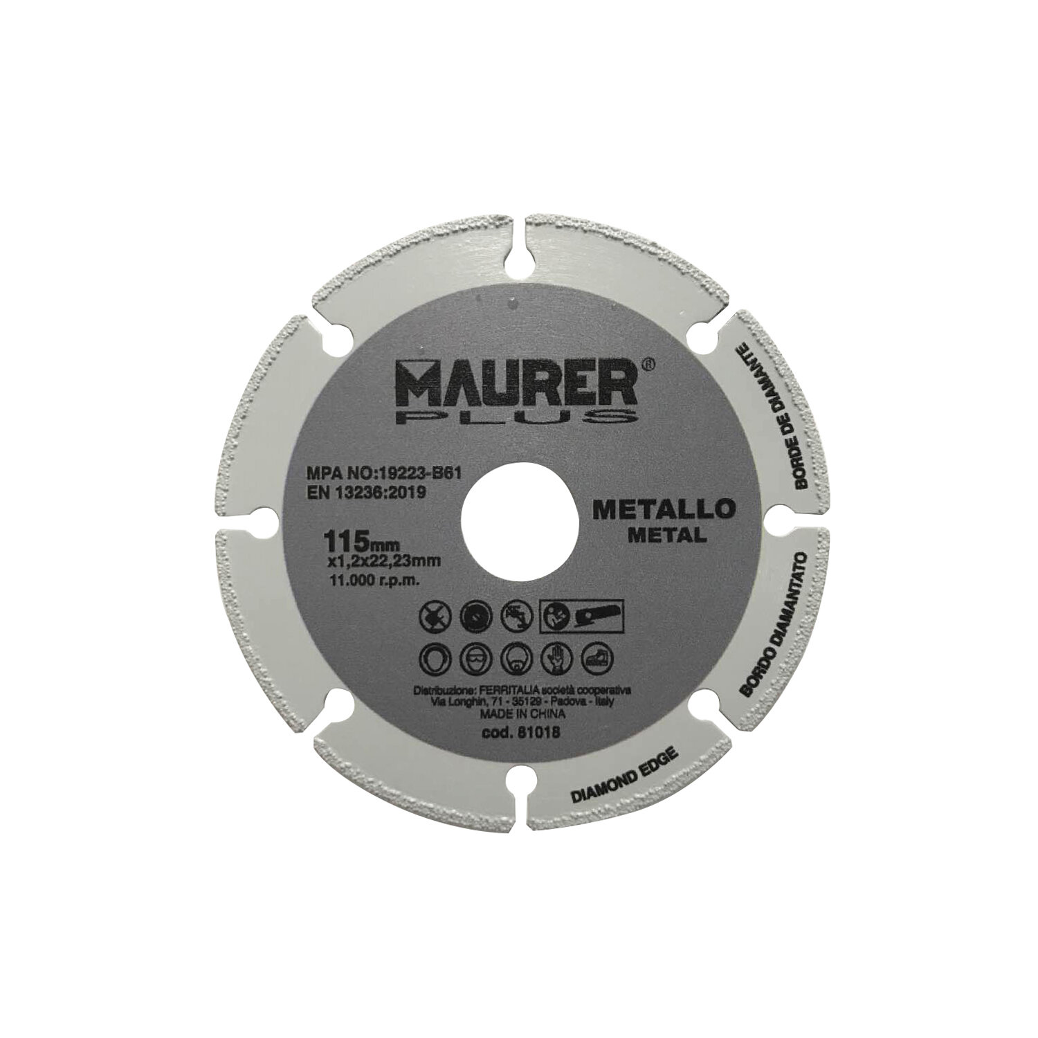 Disco Corte Universal Metales � 115 x 1,2 mm.