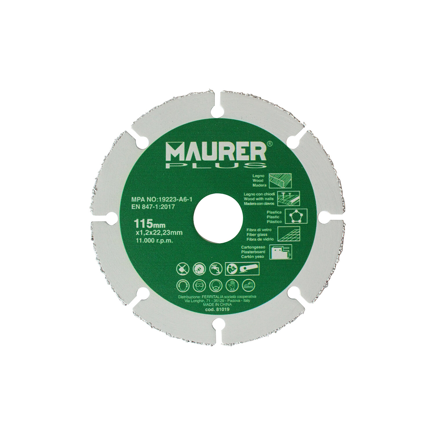 Disco Corte Madera / Plastico � 115 x 1,2 mm.