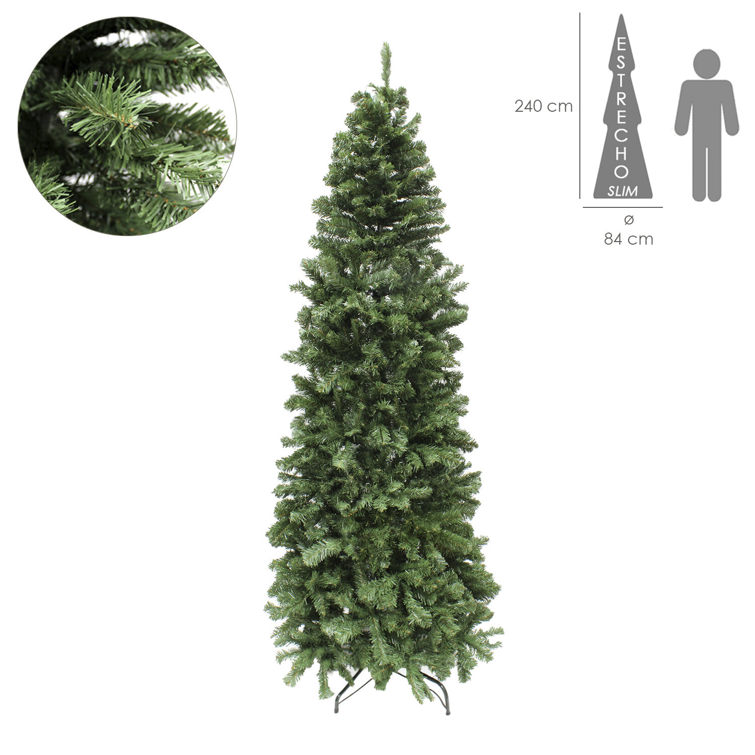 Arbol De Navidad Slim (estrecho) 240 cm. 1217 Ramas PVC