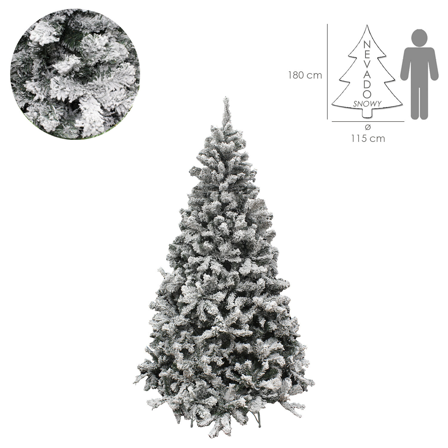 Arbol De Navidad Nevado 180 cm. 758 Ramas. PVC