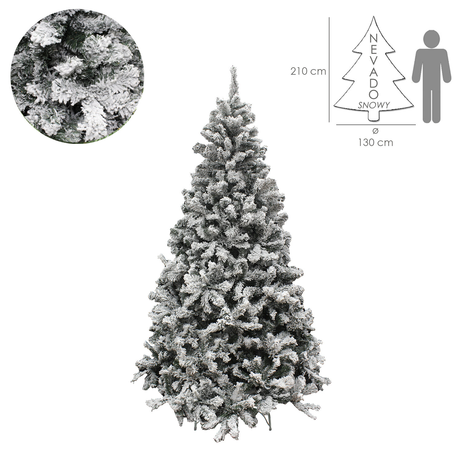 Arbol De Navidad Nevado 210 cm. 1106 Ramas. PVC