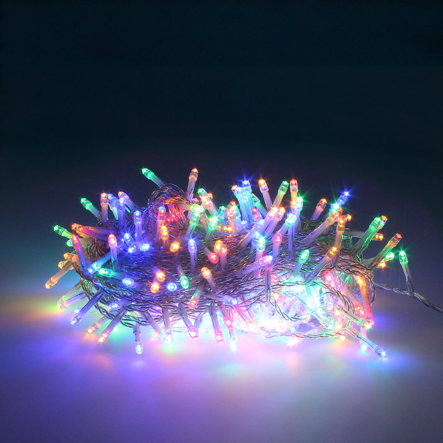 Luces Navidad 300 Leds Color Multicolor IP44 Cable Transparente