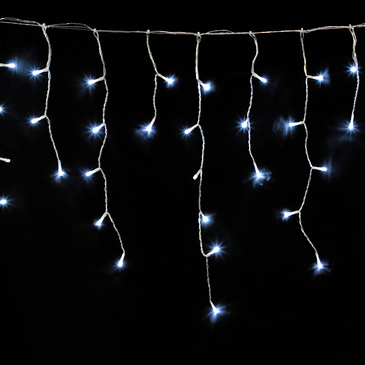 Luces Navidad Cortina 3x1 Metros 115 Leds Blanco Frio. Ip44  Cable Transparente.
