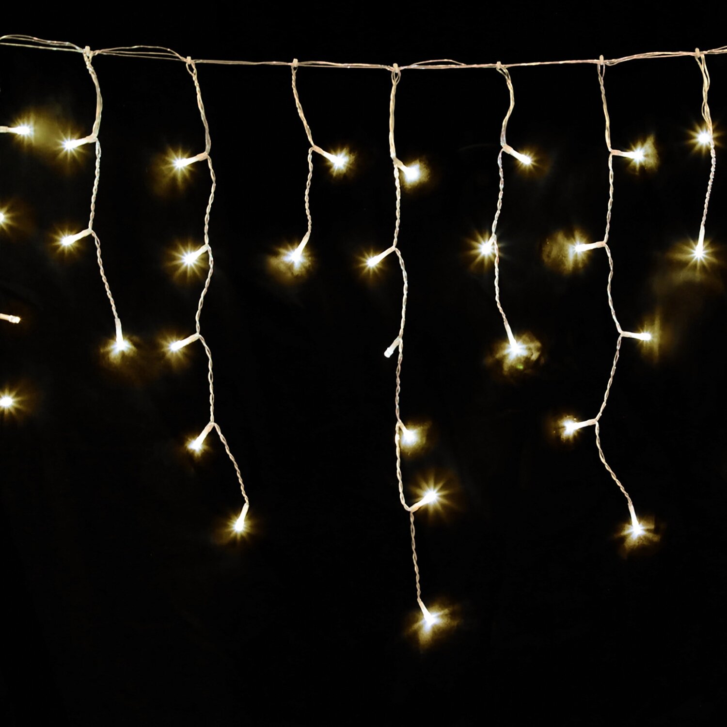 Luces Navidad Cortina 3x1 Metros 115 Leds Blanco Calido. Ip44  Cable Transparente.