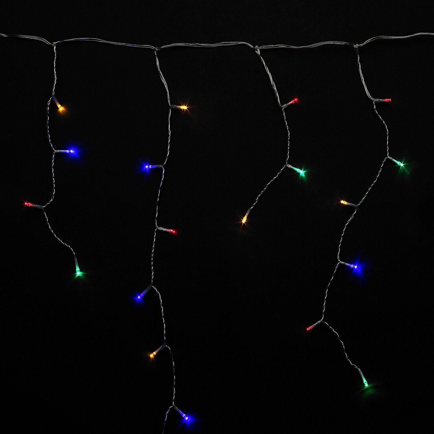 Luces Navidad Cortina 3x1 Metros 115 Leds Multicolor Ip44  Cable Transparente.