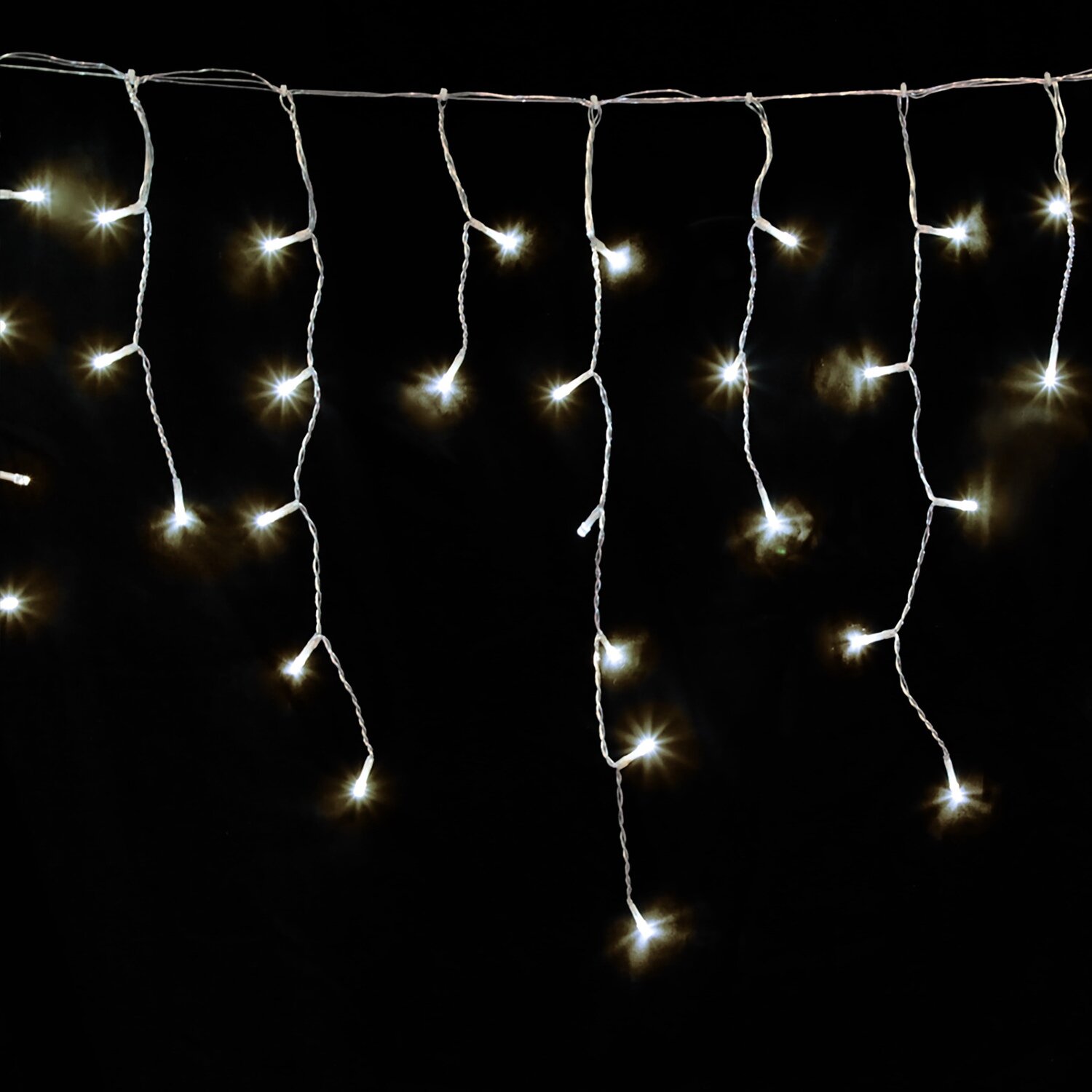 Luces Navidad Cortina 10x1 Metros 345 Leds Luz Blanco Calido. Ip44  Cable Transparente.