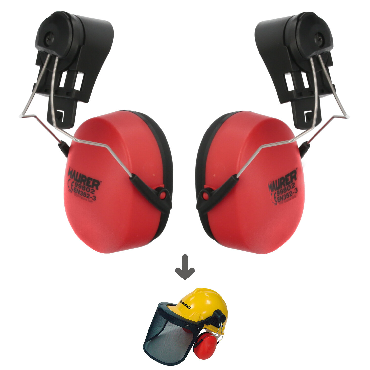 Protector Auditivo De Recambio Para Casco Con Visera, Protector Facial De Rejilla y Protector Auditivo Maurer Modelo 99790
