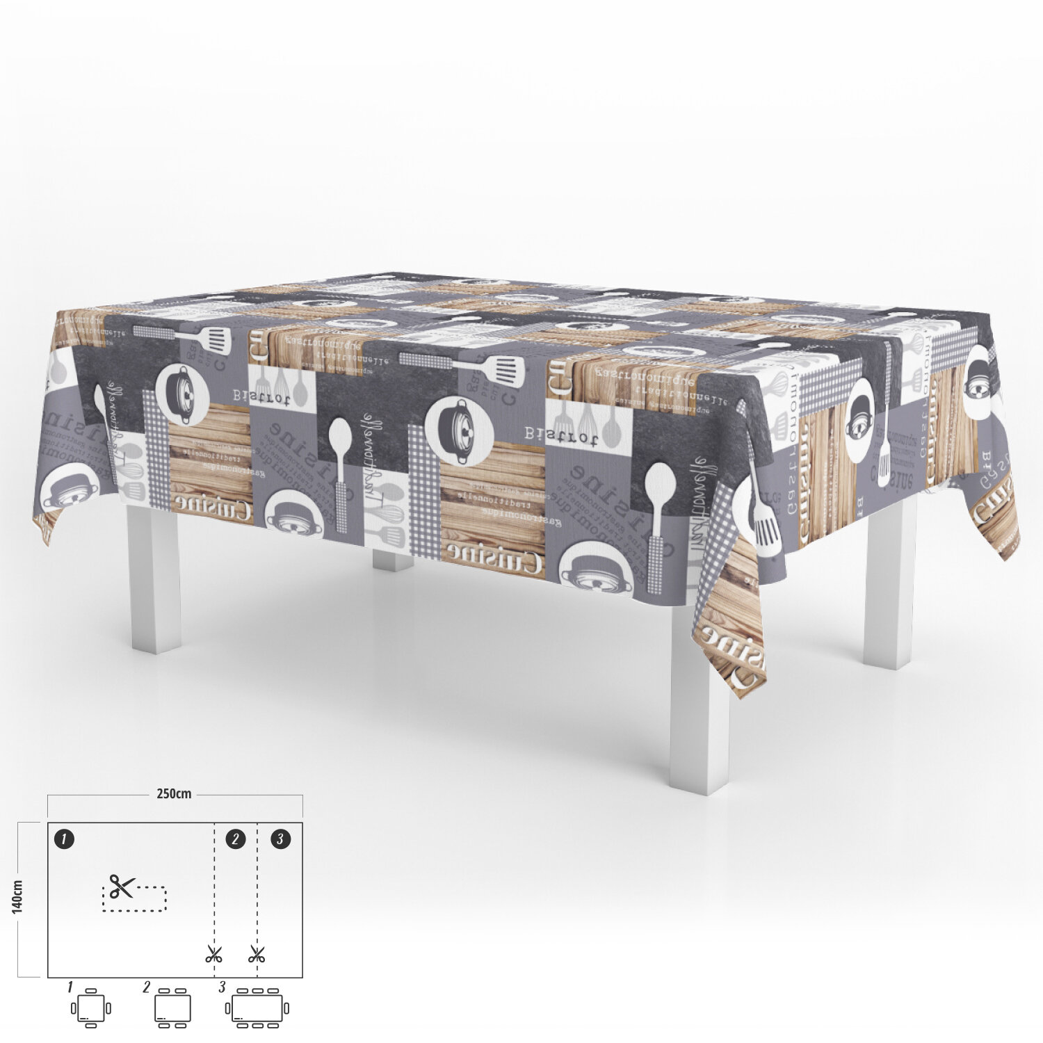 Mantel Antimanchas Hule Rectangular 140 x 250 cm. Cuisin