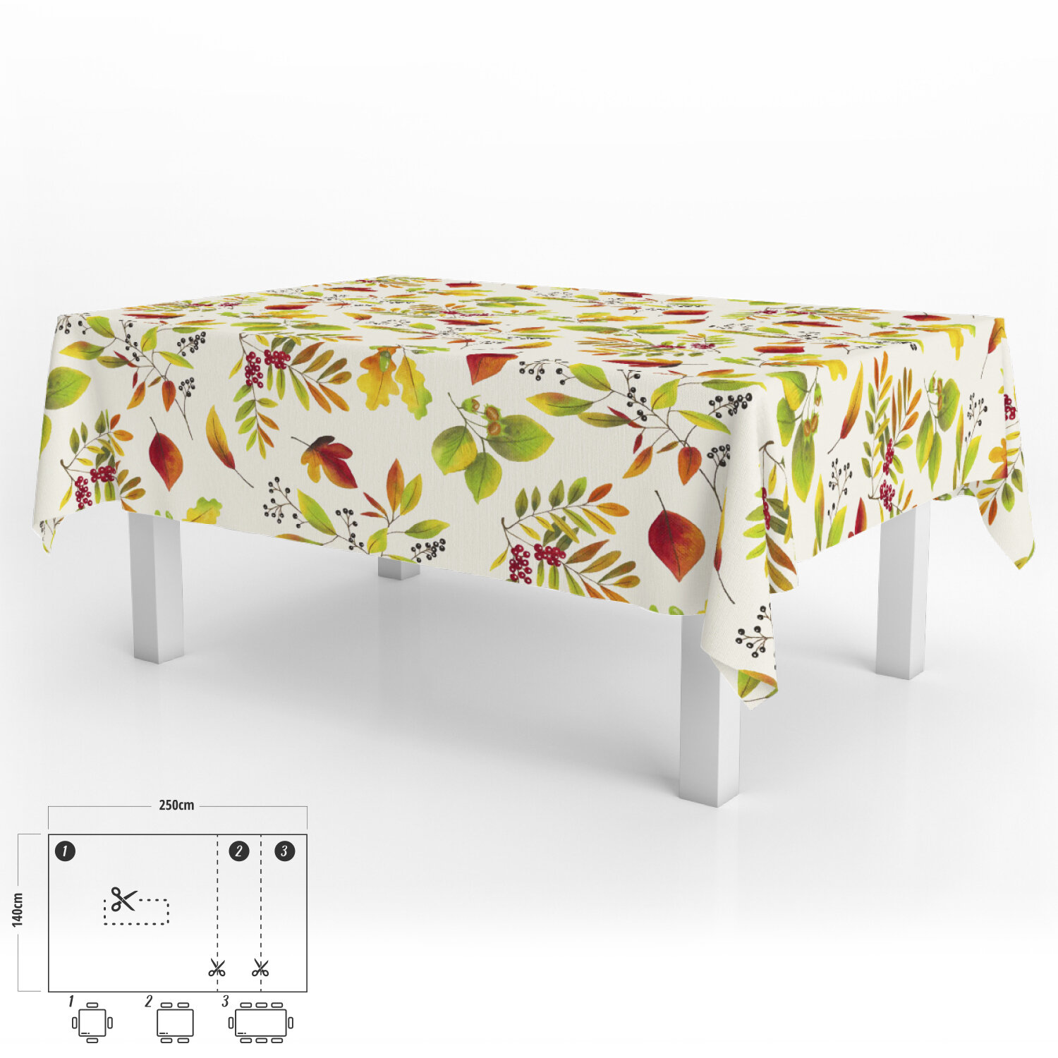Mantel Antimanchas Hule Rectangular 140 x 250 cm. Hojas Oto�o