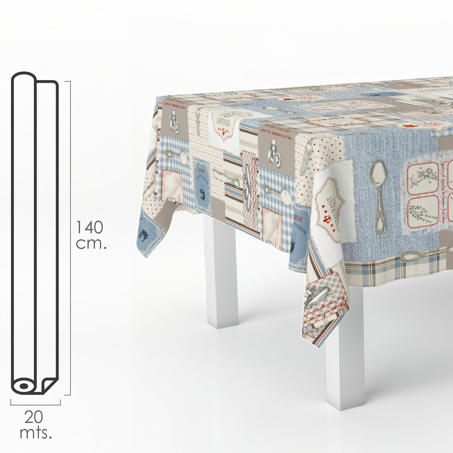 Mantel Antimanchas Hule Rollo 140 cm. x 20 metros. Menu Restaurante