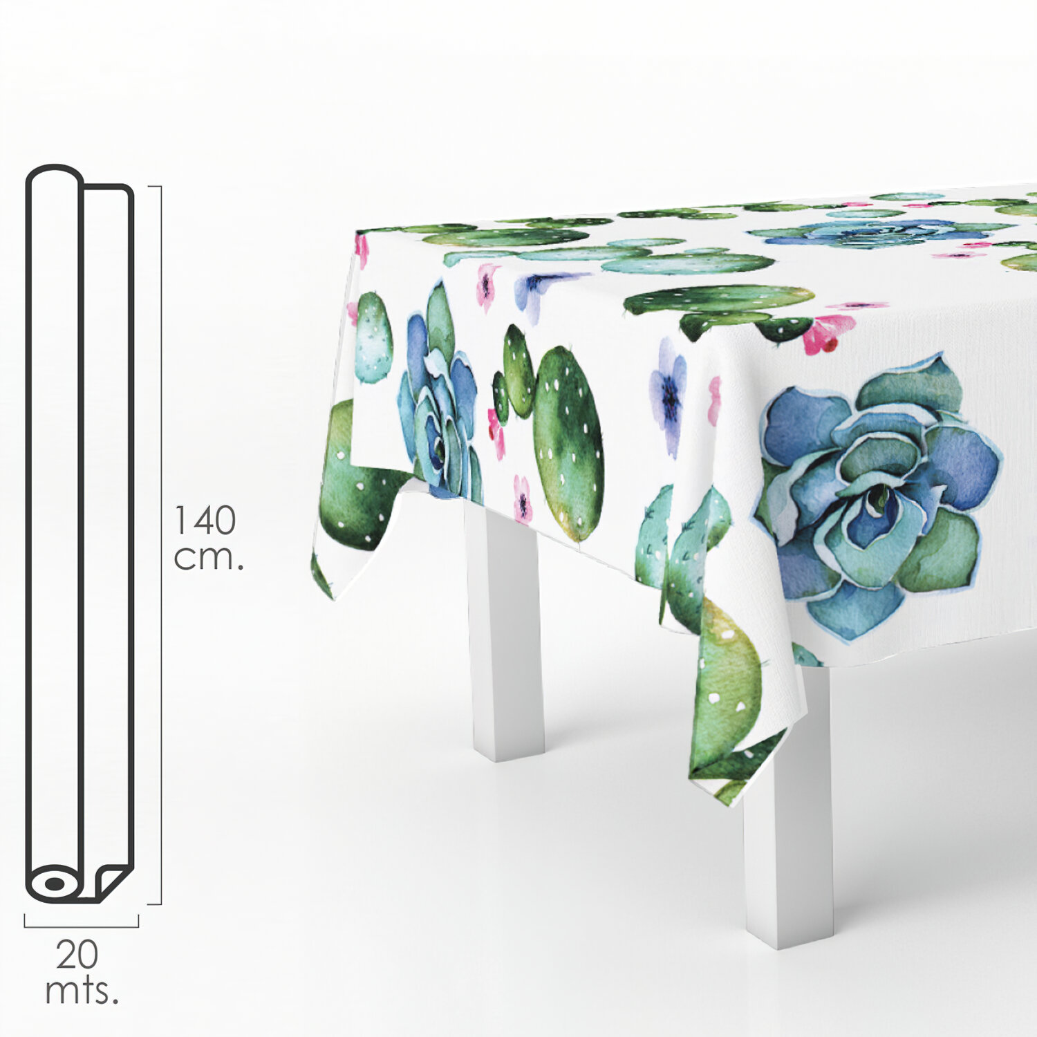Mantel Antimanchas Hule Rollo 140 cm. x 20 metros. Cactus