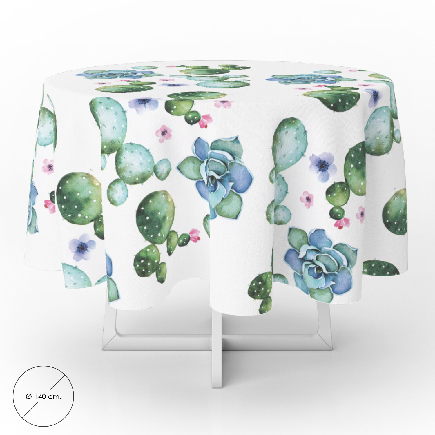Mantel Antimanchas Hule Redondo �140 cm. Cactus