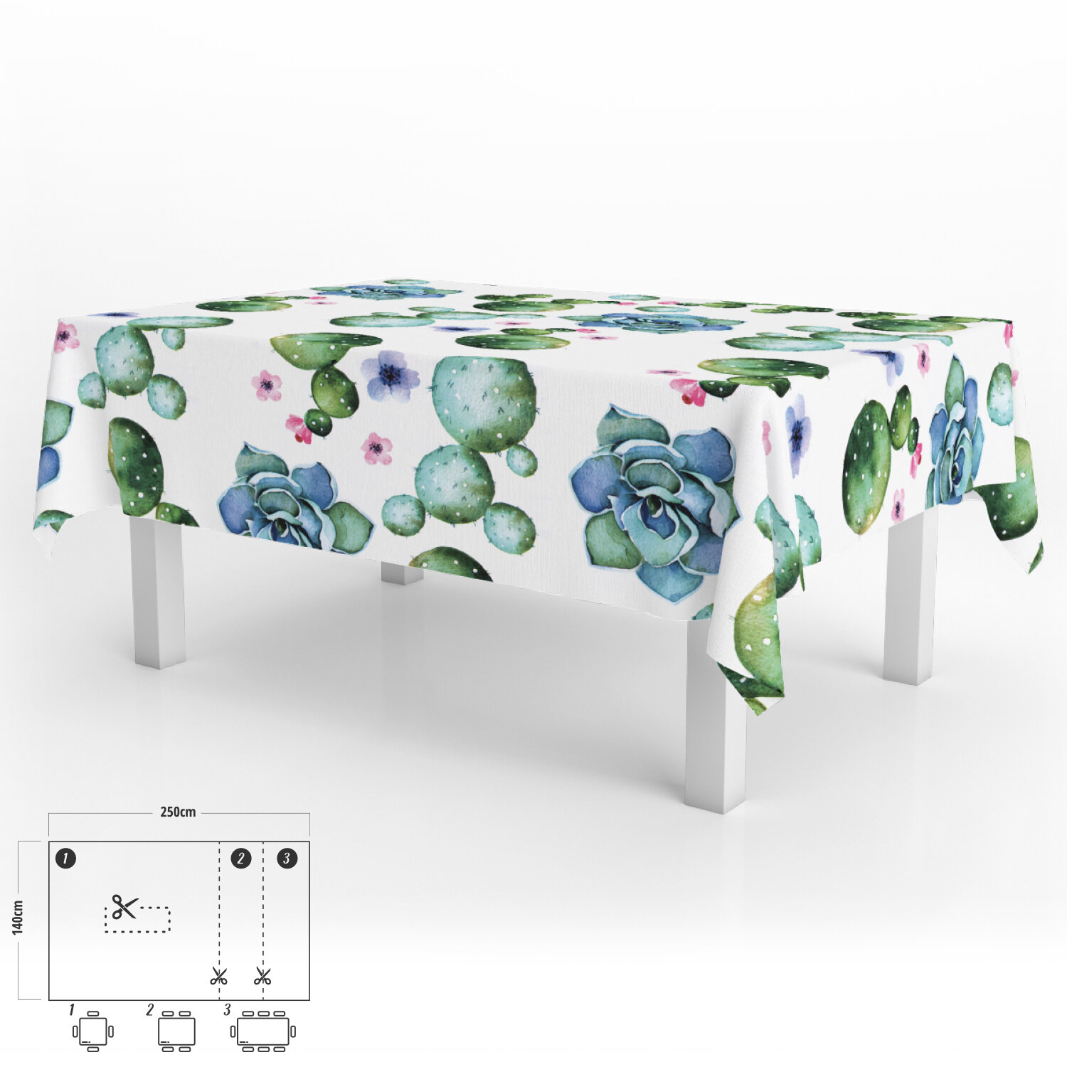 Mantel Antimanchas Hule Rectangular 140 x 250 cm. Cactus