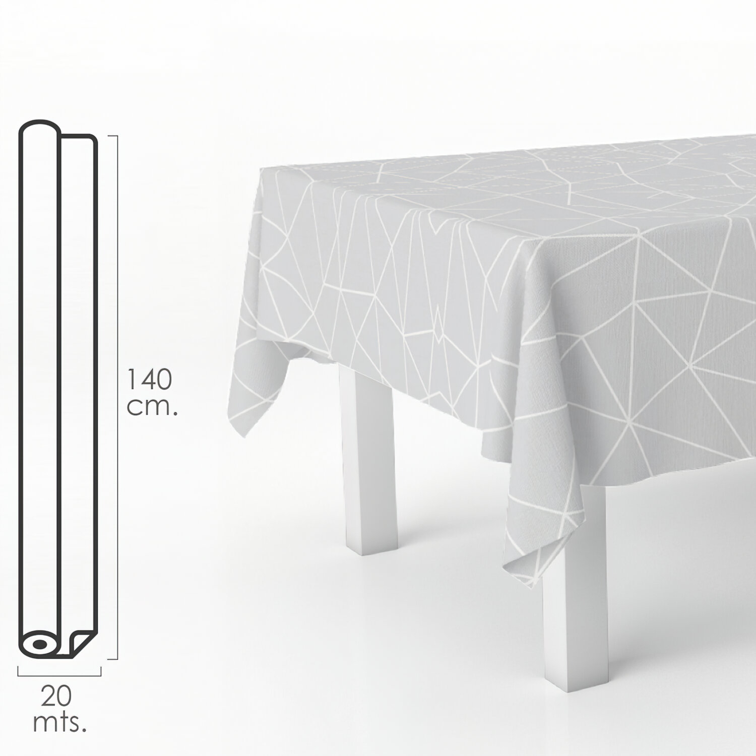 Mantel Antimanchas Hule Rollo 140 cm. x 20 metros. Geometrico Gris