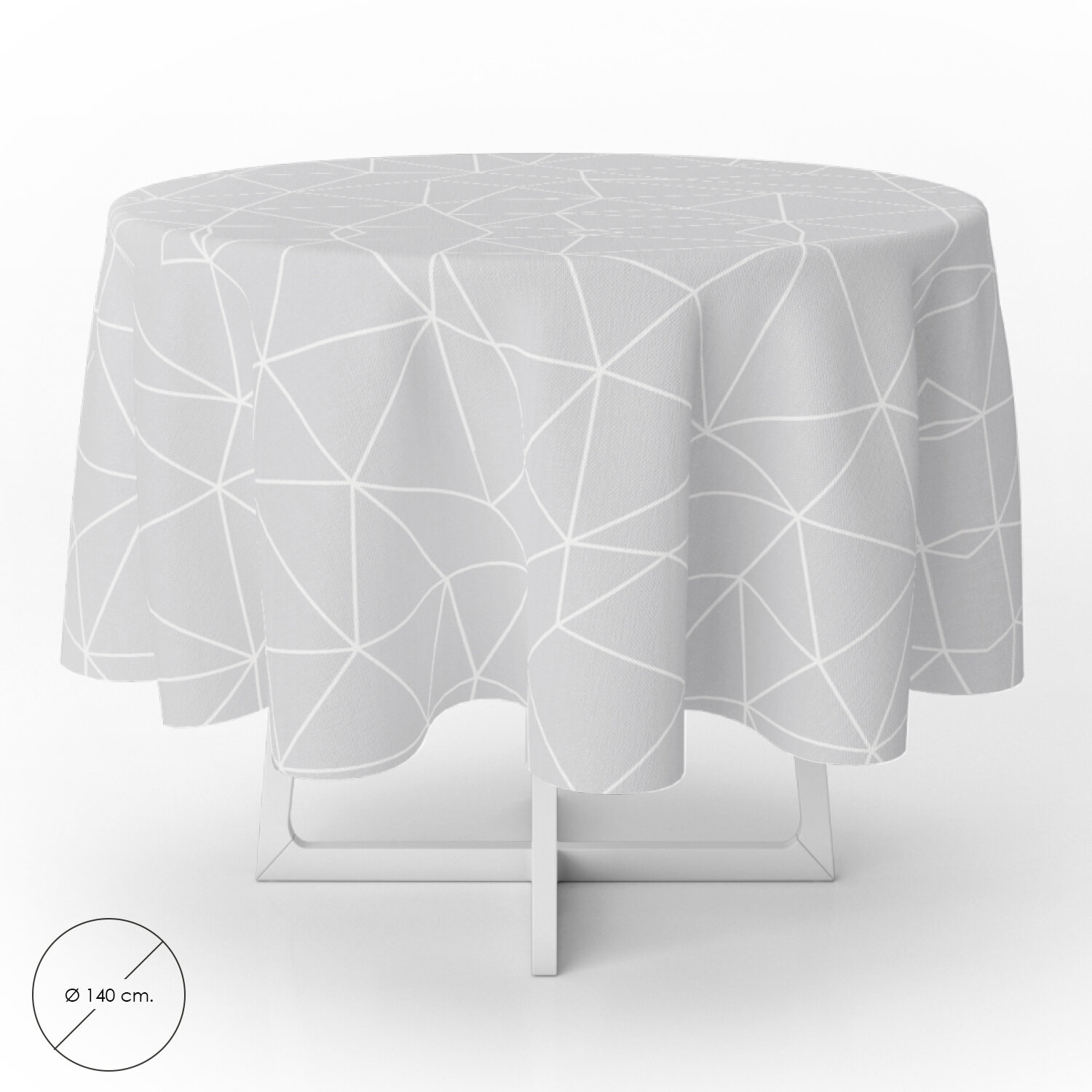 Mantel Antimanchas Hule Redondo � 140 cm. Geometrico Gris