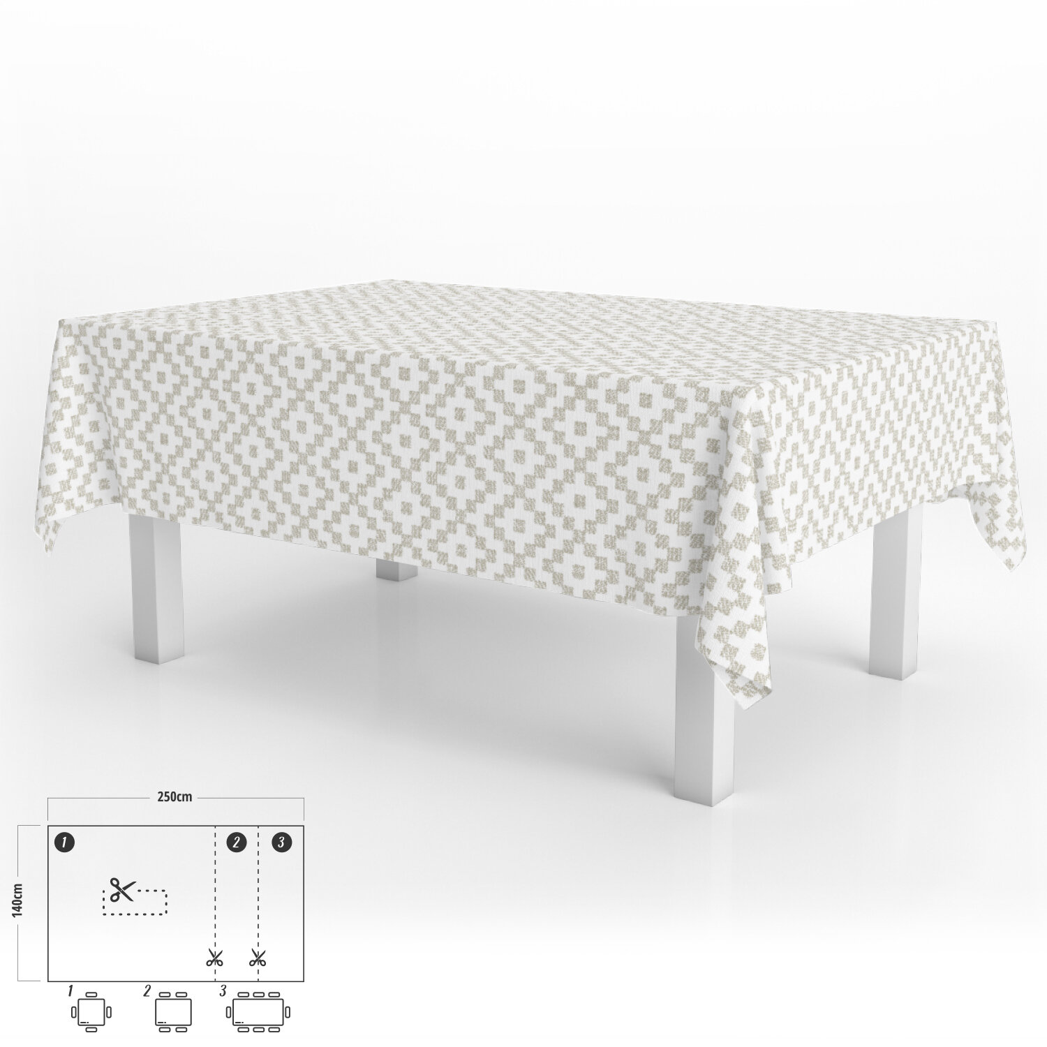 Mantel Antimanchas Hule Rectangular 140 x 250 cm. ZigZag