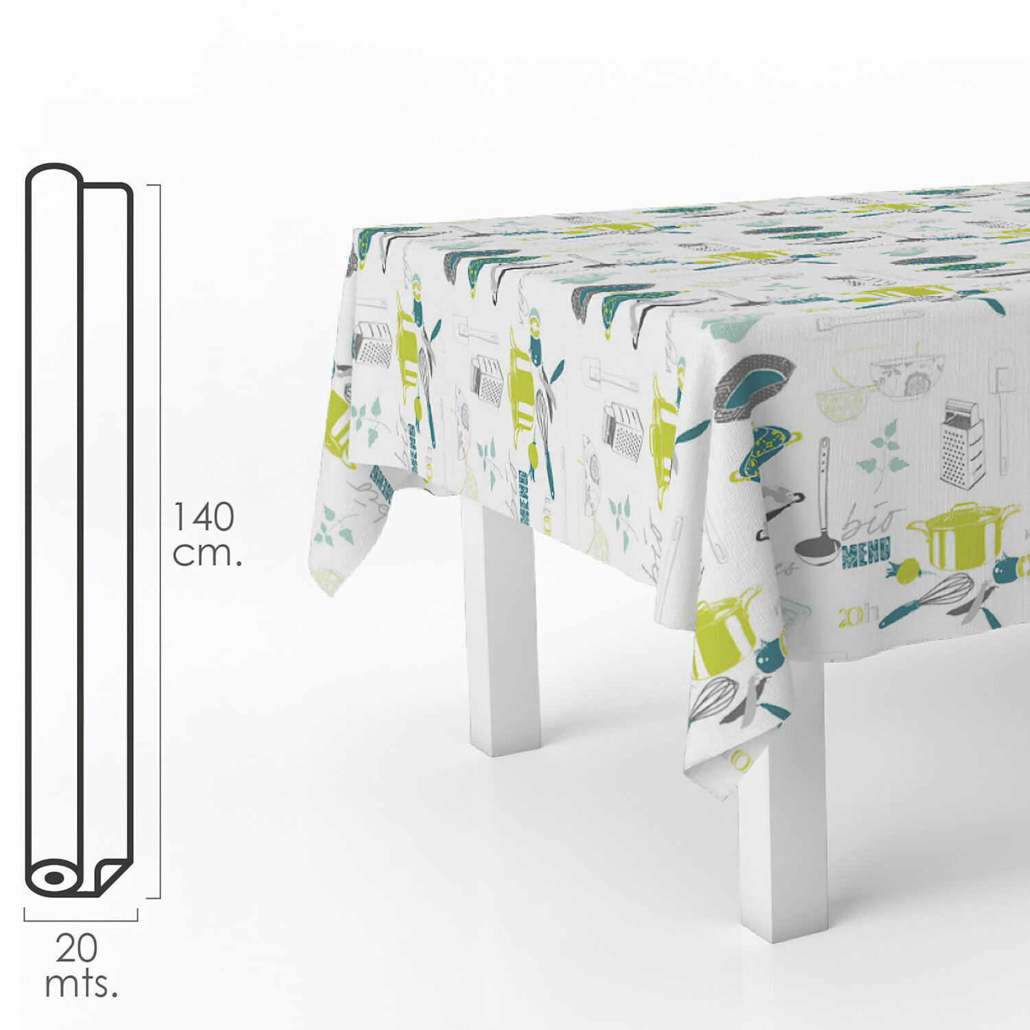 Mantel Antimanchas Hule Rollo 140 cm. x 20 metros. Accesorios Cocina