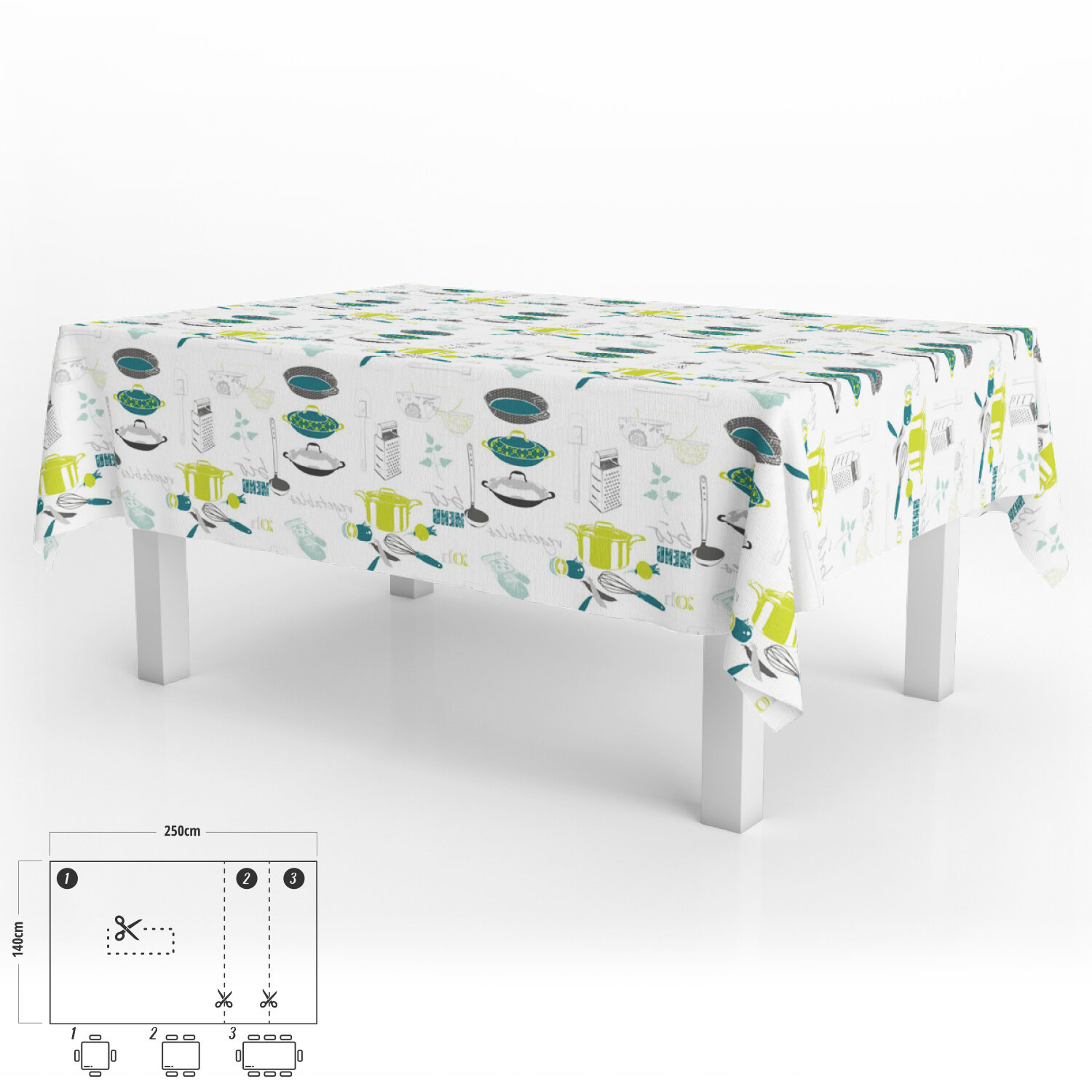 Mantel Antimanchas Hule Rectangular 140 x 250 cm. Accesorios Cocina