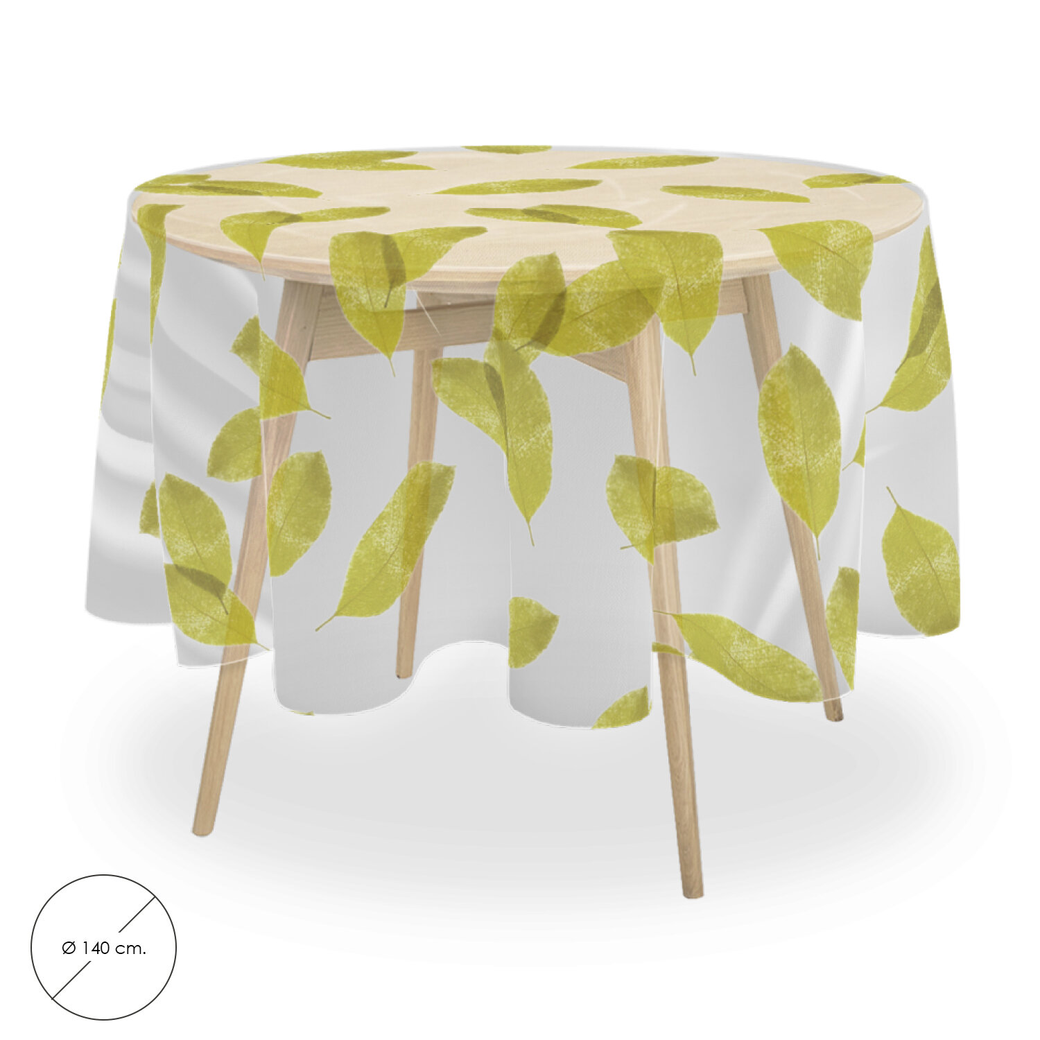 Mantel Antimanchas Hule Redondo � 140 cm. Hojas Transparente