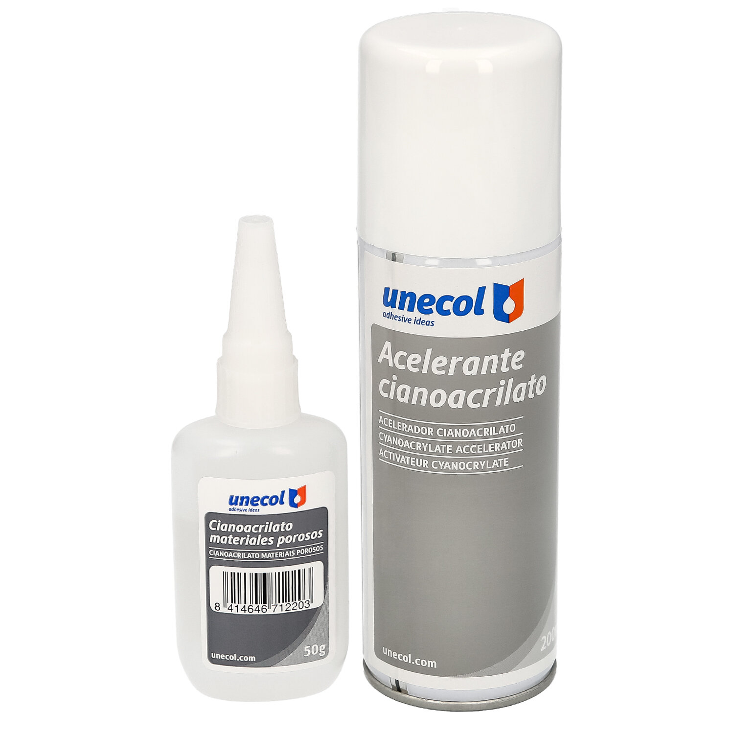 Pegamento Ciano Acrilato (50 Gr.) con Acelerante (200ml) Especial materiales porosos.