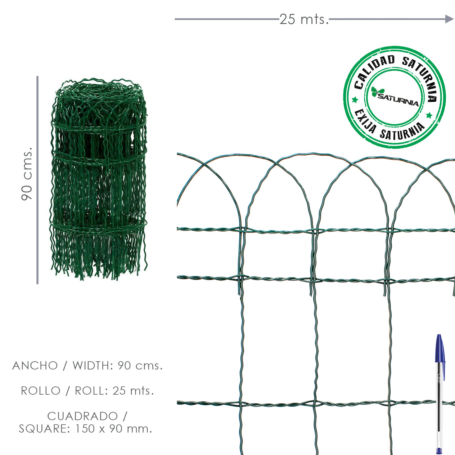 Malla Electrosoldada Plastificada Residence 90 cm. Rollo 25 Metros