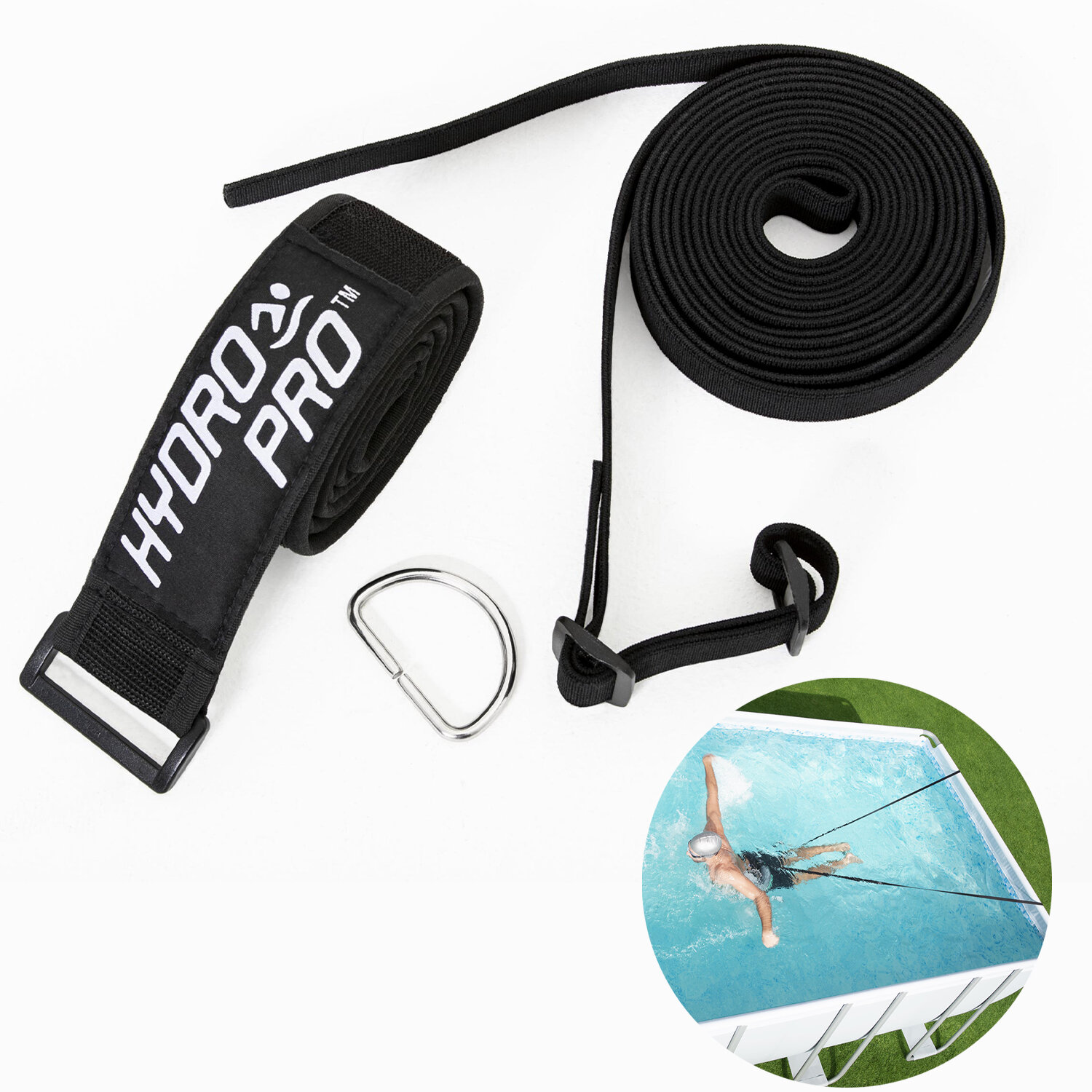 Cinturon Para Natacion De Resistencia 65 A 110 cm. con Banda Elastica De 4 Metros.