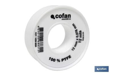 ROLLO 12 MTS CINTA PTFE DE 12mm X 0,076mm "venta unitaria"