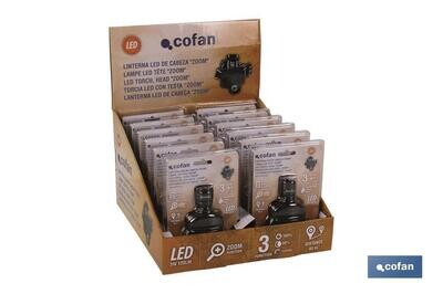 EXPOSITOR 12 UDS LINTERNA LED CABEZA "ZOOM"