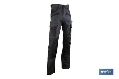 PANTALON TRABAJO MULTIB. "CARLSON" 300gms/m GRIS-NEGRO T-50