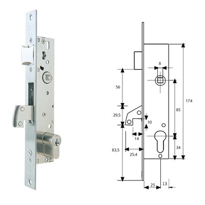 Cerradura Tesa 2240 25 Acero Inoxidable