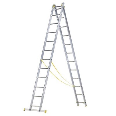 Escalera Aluminio 2 Tramos 9+9 Pelda�os. Plegable, Antideslizante, Resistente