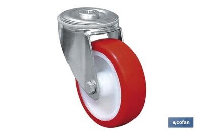 RUEDA POLIURETANO PASANTE �125X35MM