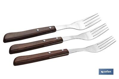 PACK 3 TENEDORES CHULETEROS MANGO MADERA