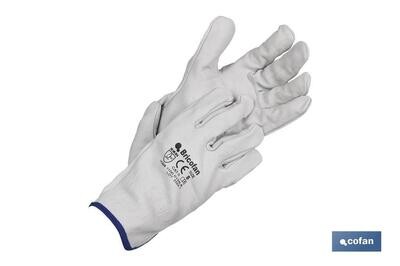 GUANTE PIEL FLOR BRICOFAN TALLA 8 BLISTER"venta unitaria"