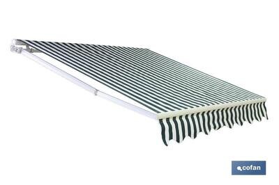 TOLDO MODELO NQ001 COLOR VERDE-BLANCO 4x3,0mts MOTOR