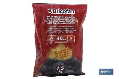 BOLSA CARBON EN BRIQUETAS AUTOENCENDIBLE 1,5 Kgs